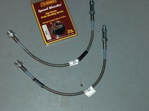 Russell braided stainless brake hoses and speed bleeders. These were great additions to the car!